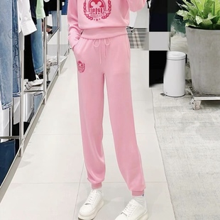 休闲裤 针织裤 抽绳系带收腰舒适运动风甜美百搭束脚 时尚 0.52 新款