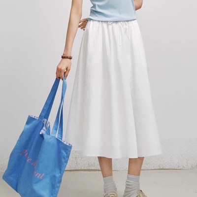 抽绳松紧腰带口袋休闲百搭半身裙