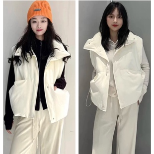 加厚保暖 无袖 外套0.58 翻领可立领宽松休闲百搭工装 鸭绒羽绒马甲