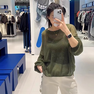 针织衫 一字领净版简约宽松休闲百搭慵懒风秋冬款纯色 毛衣女0.17