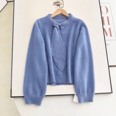 飘带领精致简约通勤修身百搭毛衣