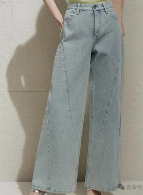 牛仔裤 时尚新款高腰一粒扣走线设计感街头个性工装风 阔腿裤0.80