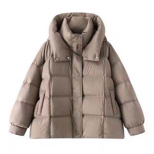 鸭绒羽绒服 不可拆卸连帽下摆收口设计宽松休闲百搭加厚 外套0.84
