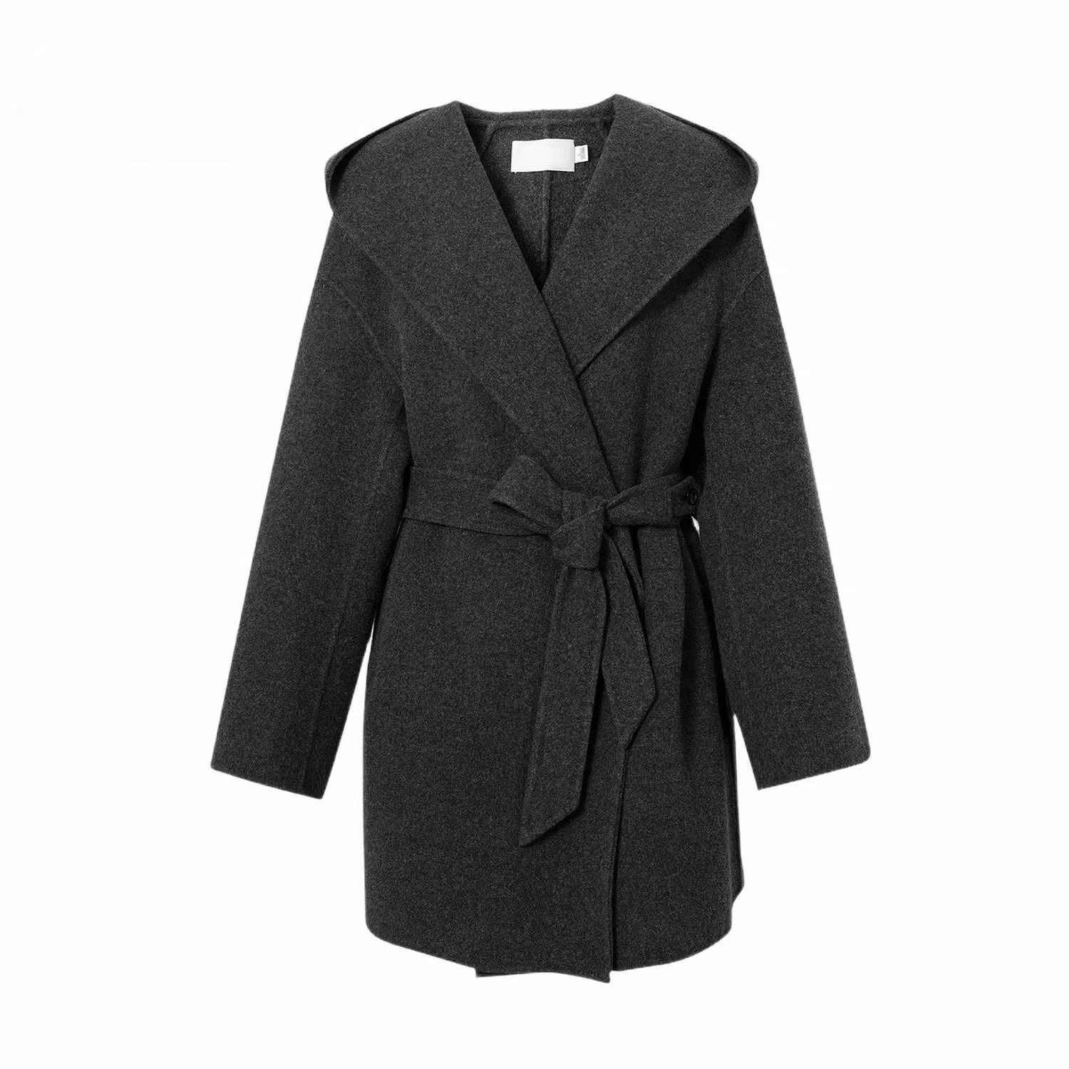 双面呢大衣 连帽开衫式腰带收腰双口袋高级气质百搭秋冬 外套1.28,女装/女士精品,毛呢外套,淘宝优惠券,粉丝福利购,淘宝优惠卷