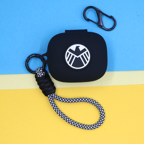 适用QCY AilyBuds E20/E10/MeloBuds N30蓝牙耳机保护套T13 ANC X潮酷个性创意黑色简约图标手绳挂饰硅胶软壳