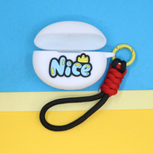 4E个性 适用华为FreeBuds 5i蓝牙耳机保护套FreeBuds4 创意可爱萌卡通英文字NICE连体硅胶软壳