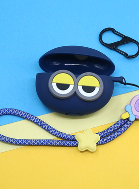 适用QCY C30S耳夹开放式蓝牙耳机保护套C50简约创意可爱呆萌眼卡通反光手绳挂饰防摔硅胶软壳