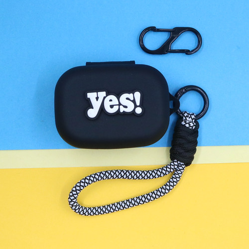 适用B&O Beoplay EX蓝牙耳机保护套Eleven个性黑白色潮酷简约英文字手绳挂饰充电仓盒连体防摔硅胶软壳