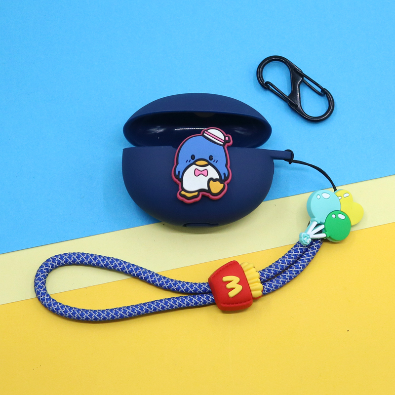 适用荣耀Earbuds X7/X8/A蓝牙耳机保护套LCHSE X7e/X7i可爱卡通史迪奇小丑鱼布丁狗KT猫反光手绳挂饰硅胶软壳