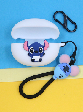 适用QCY C50/50pro耳夹开放式蓝牙耳机保护套C30S潮酷小清新可爱萌动漫史迪仔奇卡通手绳挂饰硅胶软壳