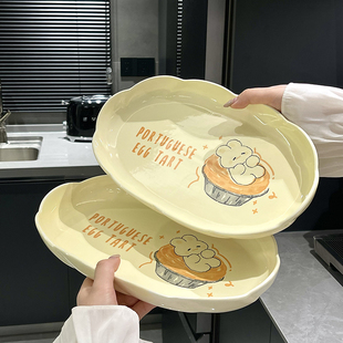 辰煌鱼盘陶瓷家用椭圆形日式可爱卡通12英寸釉下彩蒸鱼专用盘子