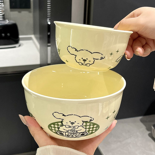 奶油风陶瓷米饭碗家用2024新款吃饭小碗面碗汤碗餐具盘子碗套装
