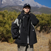 漫渡户外三合一机能连帽冲锋衣外套男女同款 夹克上衣 撞色拼色工装