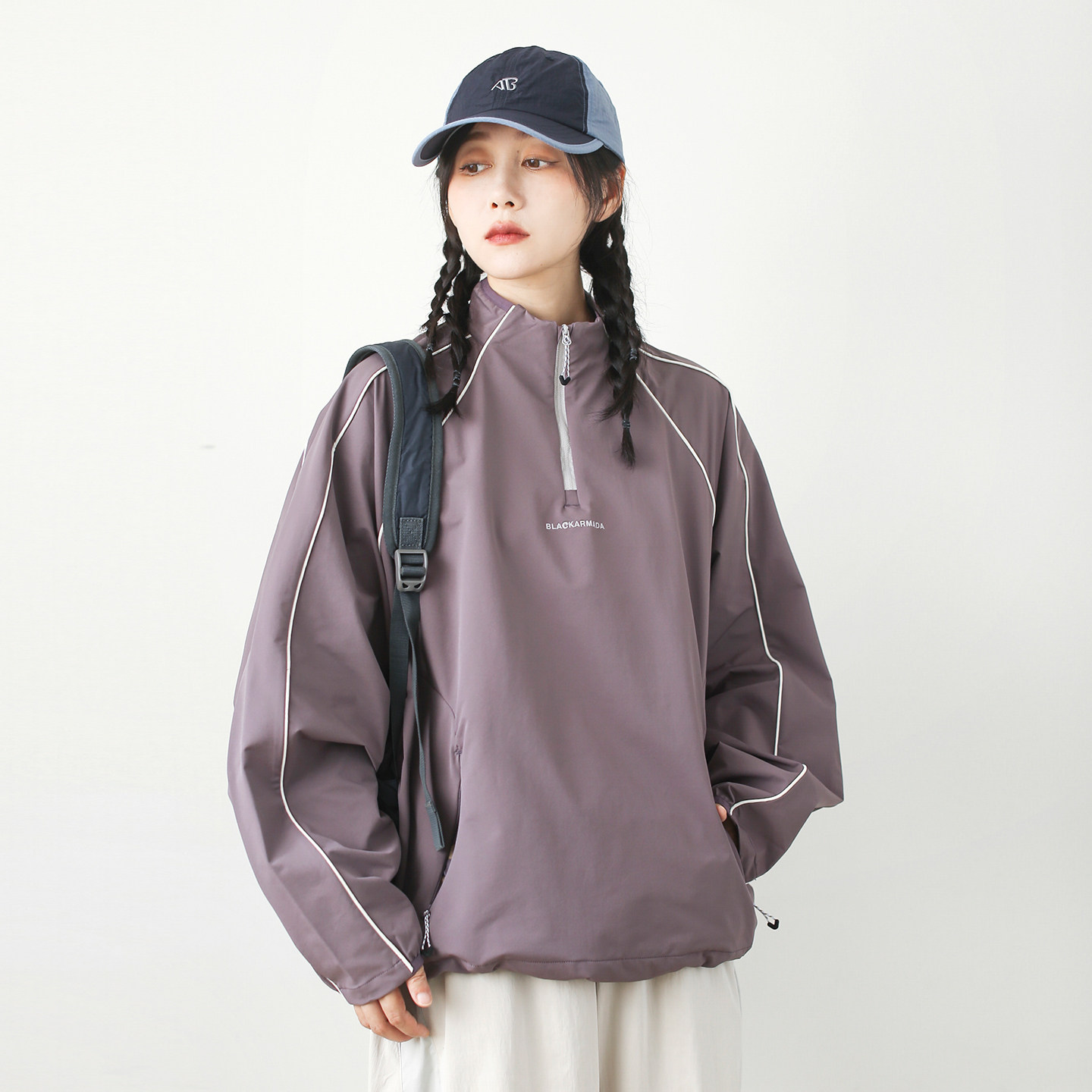 漫渡山系户外速干透气半拉链立领套头卫衣外套潮百搭显瘦运动夹克