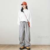 休闲裤 漫渡山系户外风加绒徒步登山裤 女秋冬宽松防风防水伞兵裤