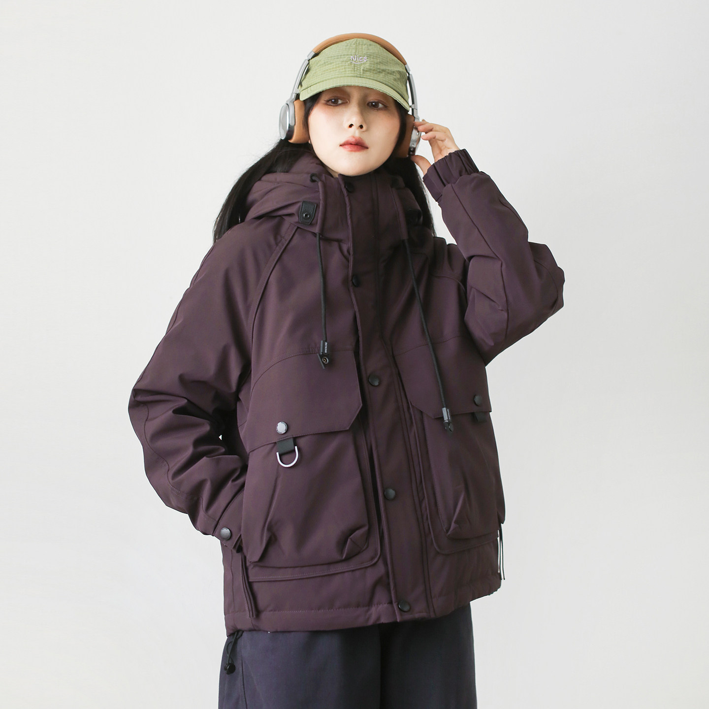 漫渡mandu工装机能风连帽羽绒服女90绒多口袋户外保暖白鸭绒外套,女装/女士精品,羽绒服,淘宝优惠券,粉丝福利购,淘宝优惠卷