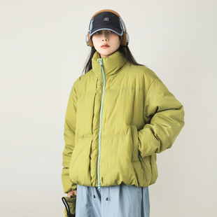 新款 漫渡mandu短款 立领羽绒服女宽松加厚保暖面包服90绒外套冬季