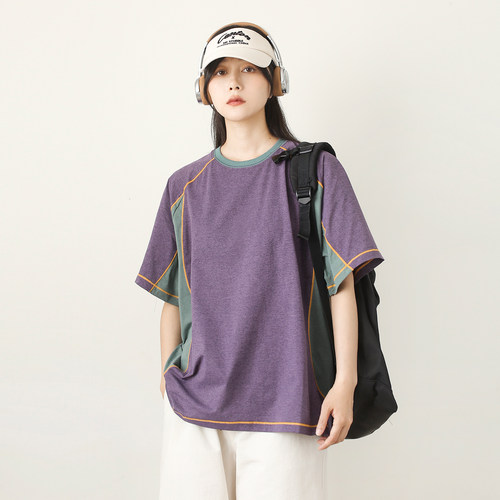漫渡户外撞色短袖T恤女吸湿排汗