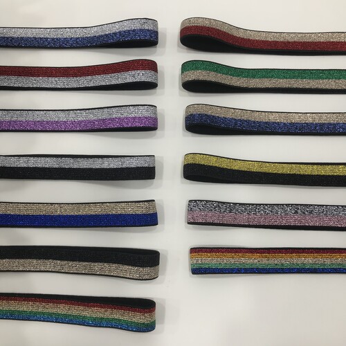 厂家现货1cm彩色葱丝间条童装松紧带服装辅料2cm双色葱丝弹力织带