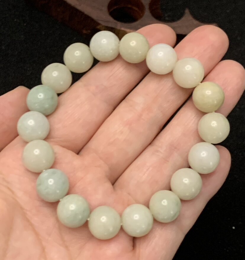 老翡翠a货手链手串散珠文玩配饰包浆老道浑厚老货旧货收藏真品