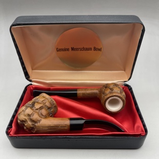 小猪烟斗全新石楠木意大利手工海泡石内胆原盒新手套装手感棒 K