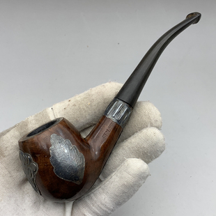 Briar标准弯斗 美国Real 950纯银贴片工艺 二手石楠木 小猪烟斗