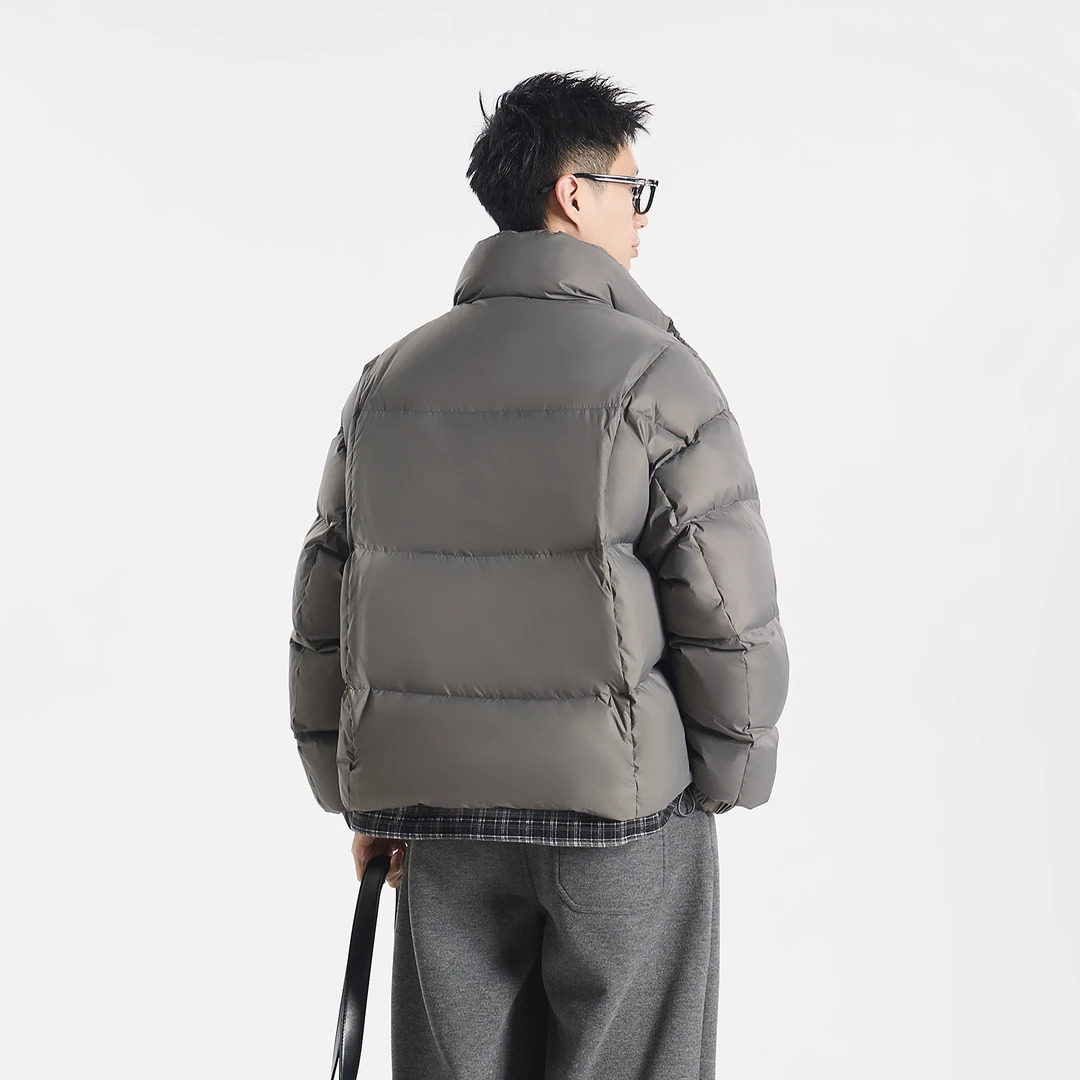 E77『约在冬季』格纹拼接叠穿假两件棉衣简约保暖棉服J88-P178,男装棉衣,星座918-1