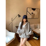 灰色连帽毛衣慵懒风针织开衫拉链外套M850-P75，男装针织衫/毛衣，星座918-1