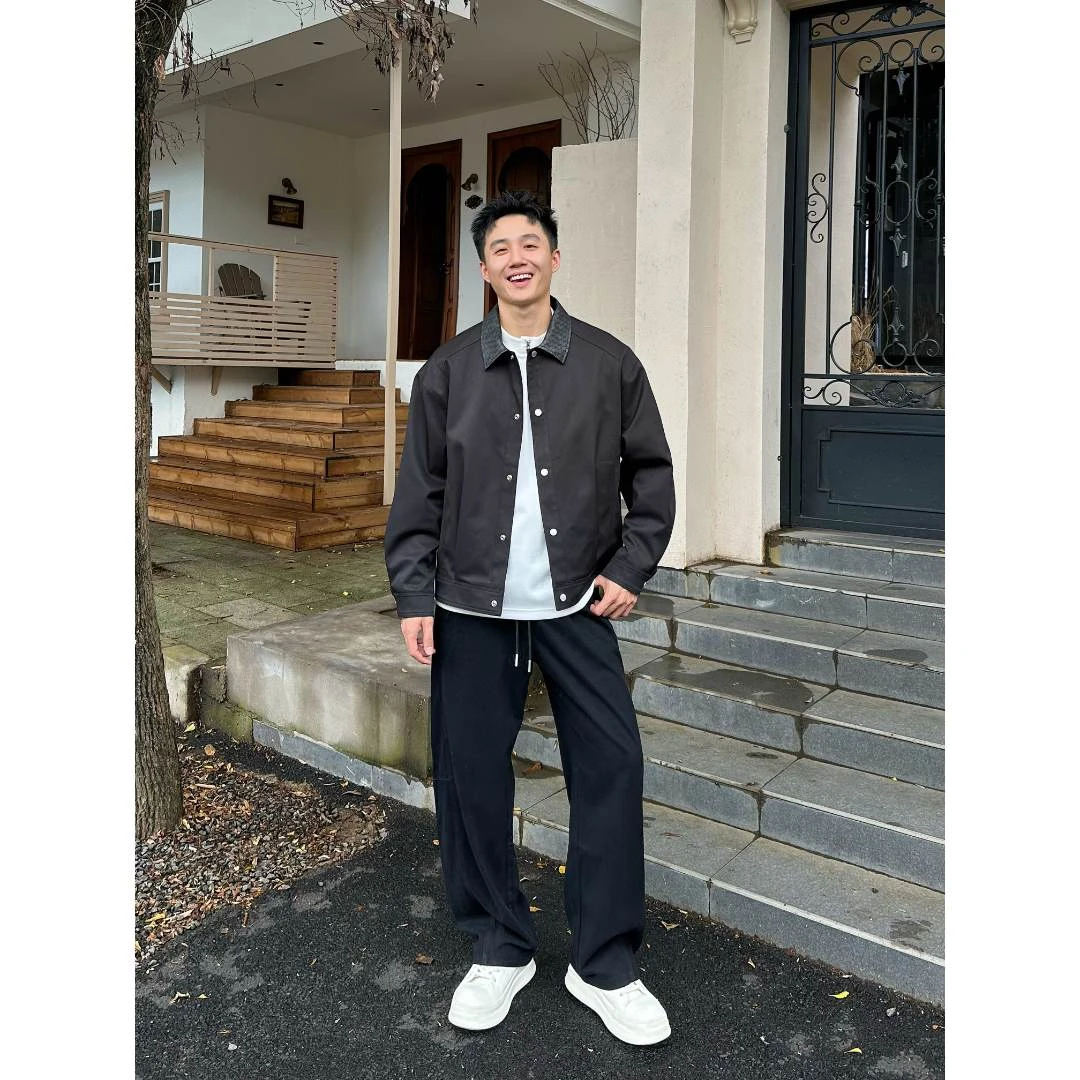 美式复古定制编织领底特律休闲翻领夹克外套930-P75,男装夹克,星座918-1