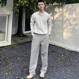 秋冬呼吸感肌理感织法极简INS翻领百搭针织衫毛衣M896-P78，男装针织衫/毛衣，星座918-1