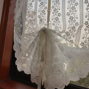 厨房窗帘法式提拉帘客厅阳台扇形罗马帘隔断帘门帘透光纱帘飘纱窗