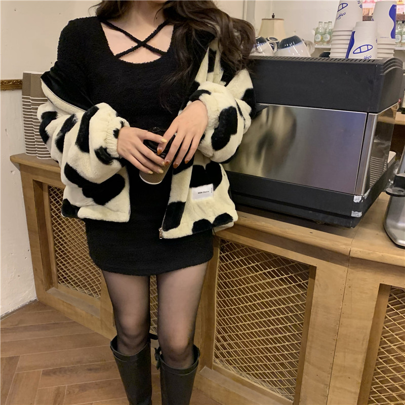 Real price new pure color bottom knitted dress pure and want to wear sweater inside