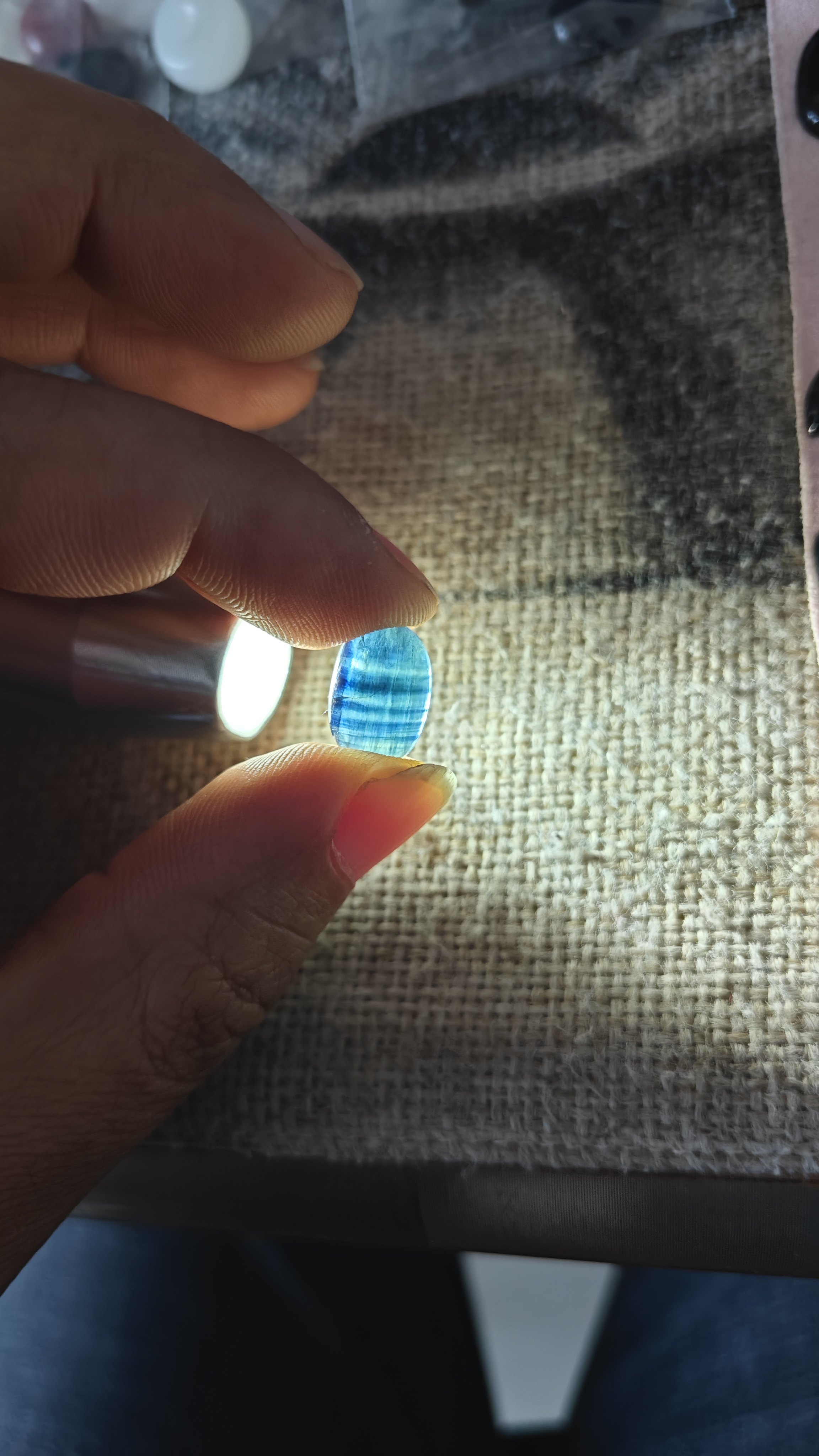 天然山东蓝宝石 昌乐裸石戒面素面蛋面蓝绿雨林木风椭圆9.5*13.5