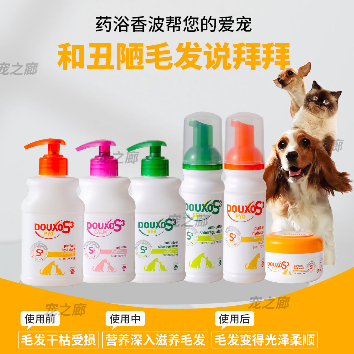 法国诗华多可素S3菌乐净摩丝免洗药浴香波菌乐净脂乐宝敏乐舒棉片