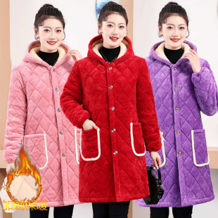 三层厚款 罩衣加厚加绒棉衣女洋气耐脏中长款 宽 冬季 四川省省服新款
