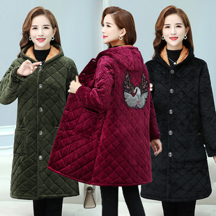 加绒罩衣女冬装成人加厚防脏保暖金丝绒棉衣中长款工作服夹棉罩衣