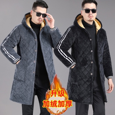 男士加绒加厚秋冬季外套工作服棉衣大褂宽松大码罩衣棉服耐脏省服