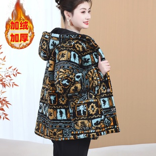 特厚冬季加绒女士罩衣新款短款连帽保暖棉衣棉服防寒宽松外套棉袄