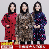 冬季 保暖大人罩衣男女士长袖 工作服绒面护衣大褂家用厨房加绒围裙