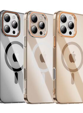 适用苹果15手机壳iPhone14ProMax隐形镜头支架14Pro透明PC硬壳16Promax voero欧维洛16磁吸magsa15Pro保护壳
