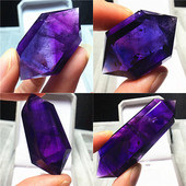 ZX推荐 乌拉圭紫水晶柱子双尖六棱柱紫黄晶柱原石原矿家居饰品摆件