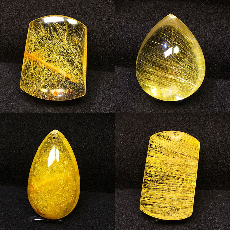 ZX天然金发晶钛晶黄发顺发无事牌水滴戒面蛋面吊坠情侣同款毛衣链