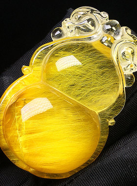 天然金发晶钛晶红铜顺发兔毛雕刻