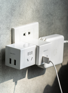 Deli/得力 33626得力33626魔方插座USB插座转换器转换插头插2孔+2