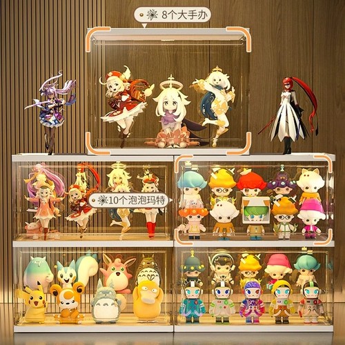 高透明盲盒收纳展示架磁吸防尘盖