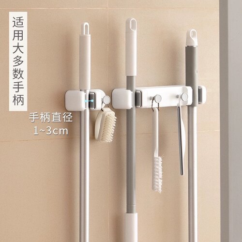 多功能拖把挂钩家用卫生间免打孔挂架拖布收纳架壁挂卡扣扫把夹子