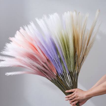 汀兰羽毛草仿真花家居装饰婚庆手捧花玫瑰花墙假花INS风跨境厂家