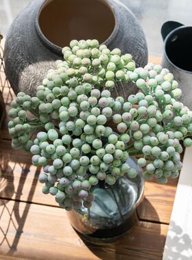 绿色浆果果子果实仿真绿植花艺搭配桌面装饰豆枝仿真花INS多肉