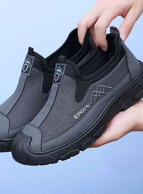 2025夏季老北京布鞋男单鞋软底防滑透气一脚蹬中老年人爸爸休闲鞋