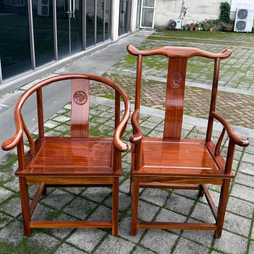 加粗加厚新中式实木圈椅茶桌椅加